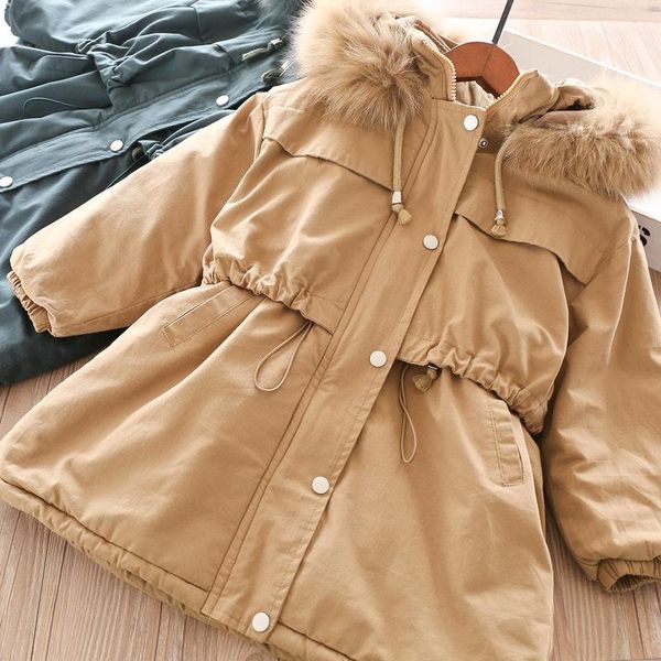 

girls' windbreaker plus velvet with drawstring in autumn and winter, Blue;gray