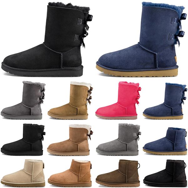 

designer australian women wgg boots casual shoes classic snow fashion australia ankle short bow fur winter black chestnut boot original