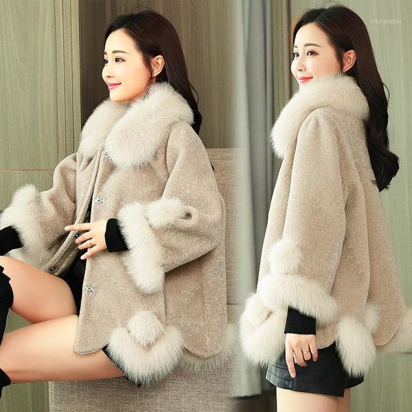 

fur coat female fur short lamb 2020 new loose cloak sheep sheared1, Black