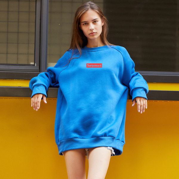 

patchwork women long sleeve solid sweatshirt fashion o-neck pullover sportwear fleece classic street style men, Black