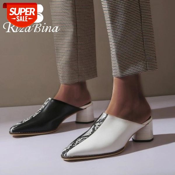 

rizabina slip on women pumps leather pattern soft casual work shoes women square toe outdoor daily mujer footwear size 34-42 #yn6y