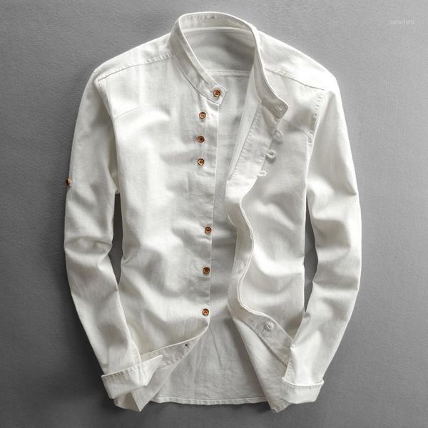 

cotton men's spring summer linen casual shirts for men long sleeve shirt plus size korean vintage clothes 2020 kj1, White;black