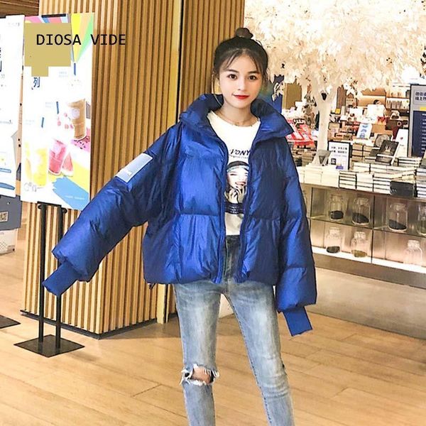 

2019 winter glossy parka women's waterproof coat fur hooded jacket large size loose winter warm thick parka women jacket1, Black