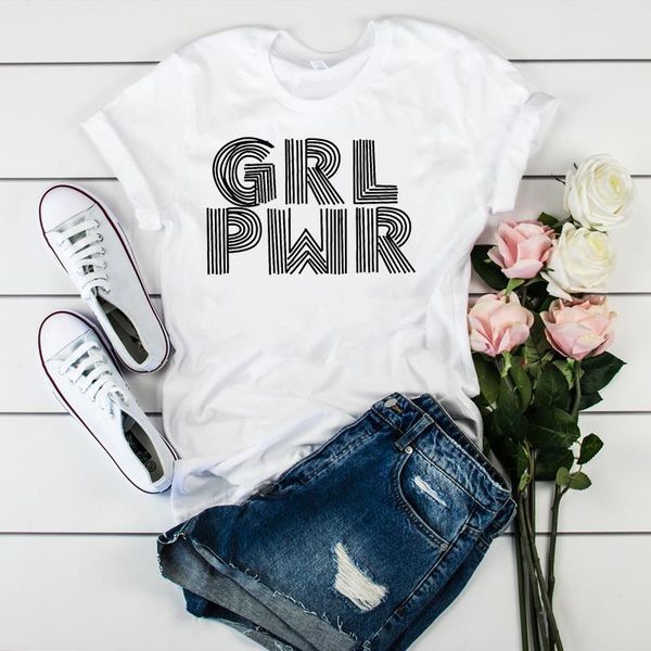 

women lady t shirt girl power feminist simple letter printed tshirt ladies tee shirt women female clothes graphic t-shirt, White