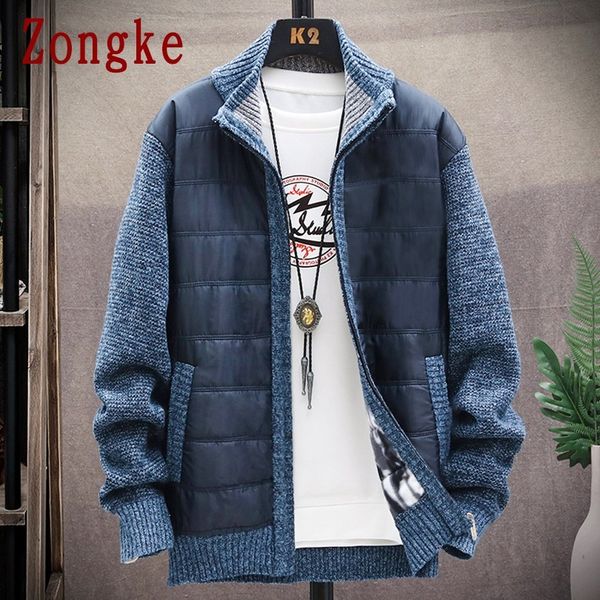 

zongke patchwork cardigan winter sweater knitted mens clothing 2020 autumn new arrival -3xl q1113, White;black