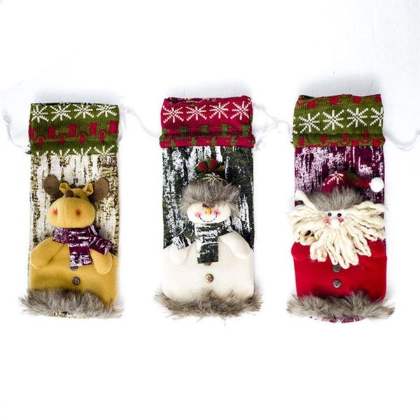 

christmas decorations wine bottle cover bags decor home party xmas elk claus clothes gift #0920 a2#1