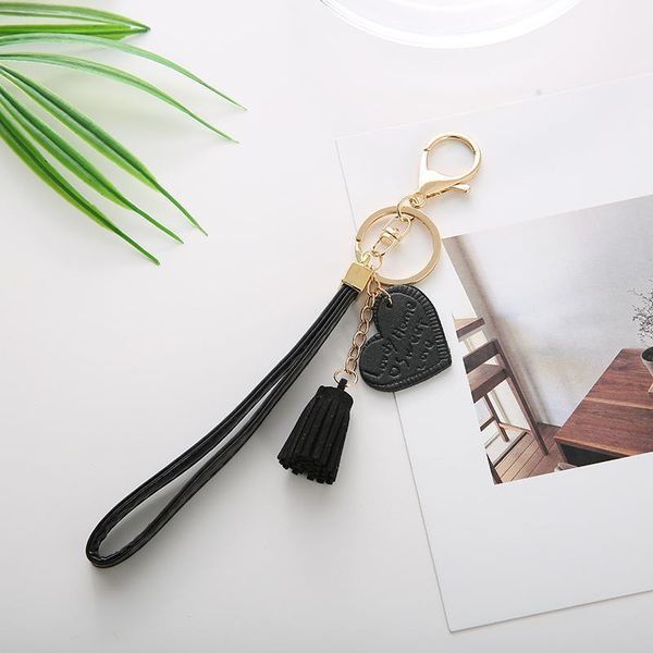 

fashion heart key chain pu leatherholder tassel llavero jewelry gift charm porte clef women jewelry acessoryeh133 h bbynaa