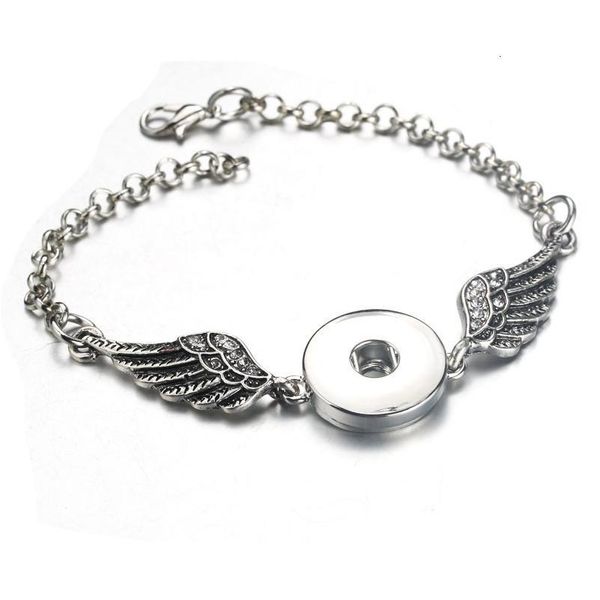 

snap jewelry adjustable snap button bracelet 18mm snap button boom life feather wing charms bracelets for wo bbyysk, Golden;silver
