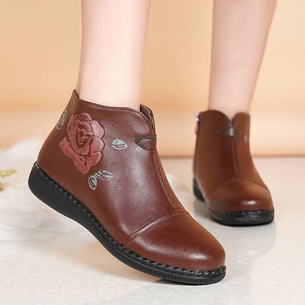 

winter boots women 2020 new winter genuine leather women's wedge heels shoes female warm fur casual snow boots, Black