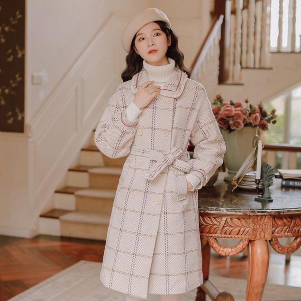 

2020 winter new korean version of small fresh lantern sleeve woolen coat1, Black