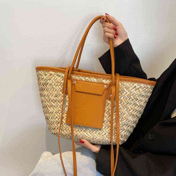 

shopping bags designer handbags bohemian wicker beach summer woven straw basket for women bali travel rattan shoulder crossbody 220301