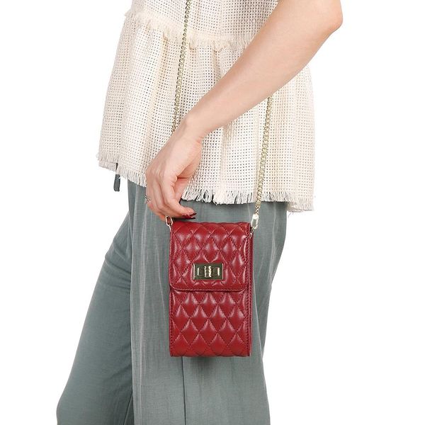 

chain pink mobile phone oblique cross bag ladies design linge sheepskin small bag youth high-end wild shoulder coin purse birthday gift 8031