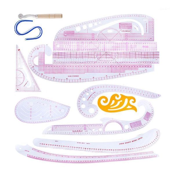 

sewing notions & tools 7/13pcs ruler line french curve cutting mat set yardstick sleeve knife tools1, Black
