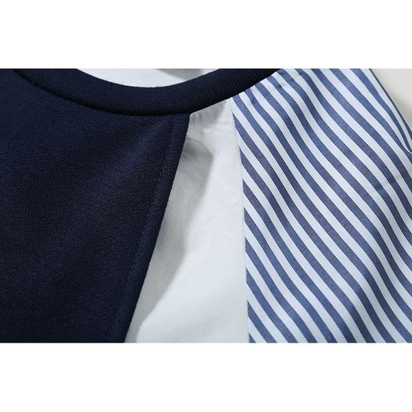 

[eam] loose dark blue striped irregular sweatshirt new round neck long sleeve women big size fashion spring autumn 1z857 201204, Black