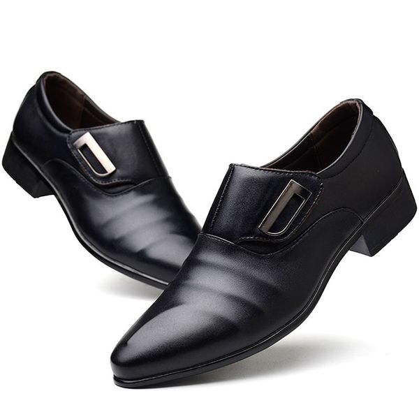 

business single buckle mens formal shoes men office party wedding slip on dress black brown shoes