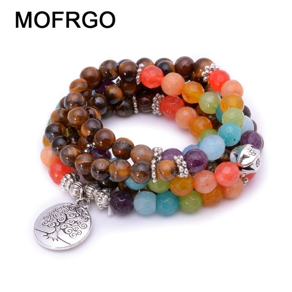 

tree life 7 chakra a tiger eye beaded bracelet 108 mala beads bracelets or necklace buddha healing stone beaded bracelet y200730, Black