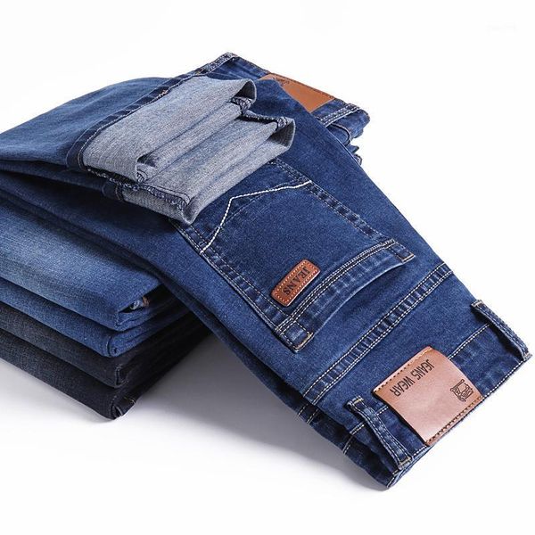 

blue jeans men 2021 spring autumn business casual denim trousers soft straight men pants large big size 28-40,8021