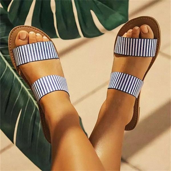 

women sandals stripe circle dot summer shoes 2020 new women sandals ladies large size andals flat female beach shoes sandals #a69g, Black