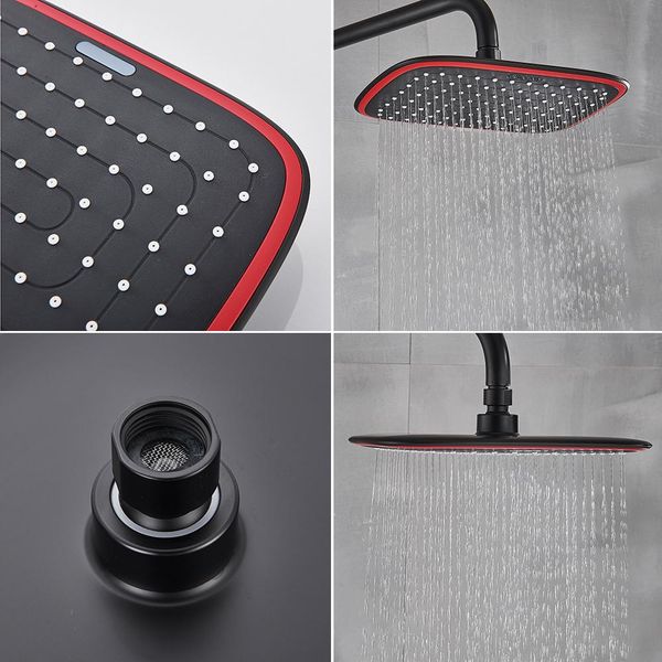 

poiqihy водопад дождь набор душевых наборов ванна для душа смеситель красный черный ванной ванной душевая система термостатические смесители
