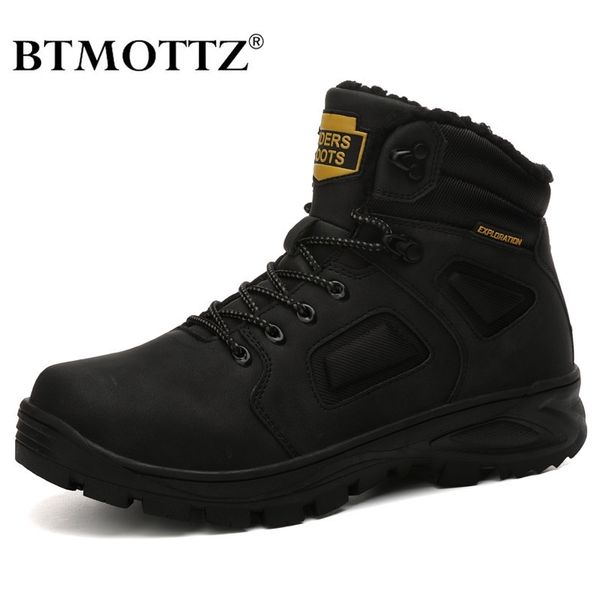 Botas de couro Botas Inverno Botas de neve de pele quentes do inverno Men Work Work Shoes casuais