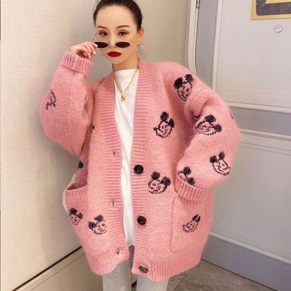 

newknitted cardigan sweaterjacquard sweater women's 2020 autumn jacquard loose and versatile lazy wind net red sweater zkhch, White;black