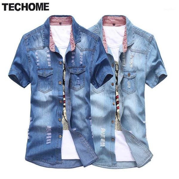 

new fashion 2020 brand demin men shirts men short sleeve cotton slim fit casual male social dress shirt clothes, White;black