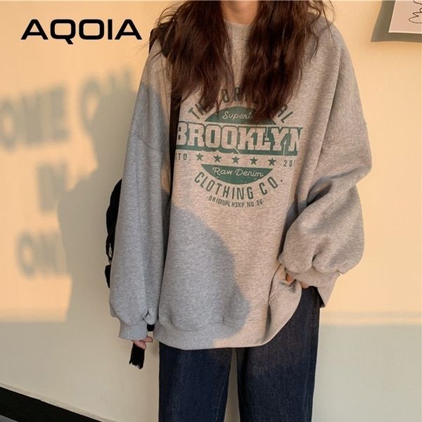 

autumn streetwear letter printing women's sweatshirt hoodies oversize loose women sweatshirt ins fashion female pullovers 201028, Black