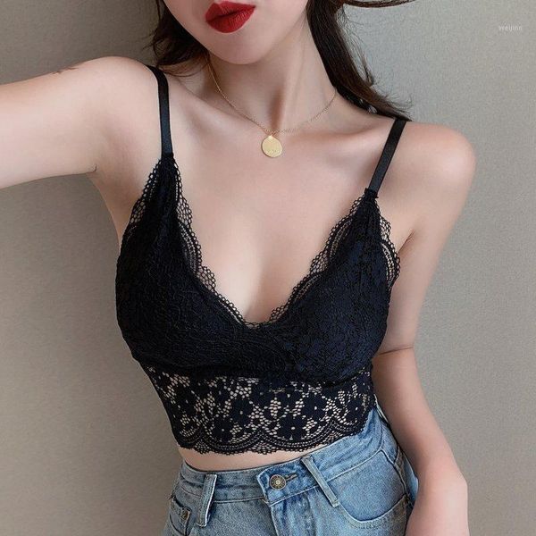 

vest crop women lace solid skinny camisole bra underwear tank, White