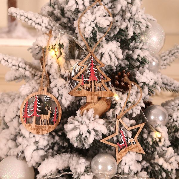 

colorful wooden elk pendants set christmas tree decoration hanging ornaments craft xmas new year party wedding home decor 63270