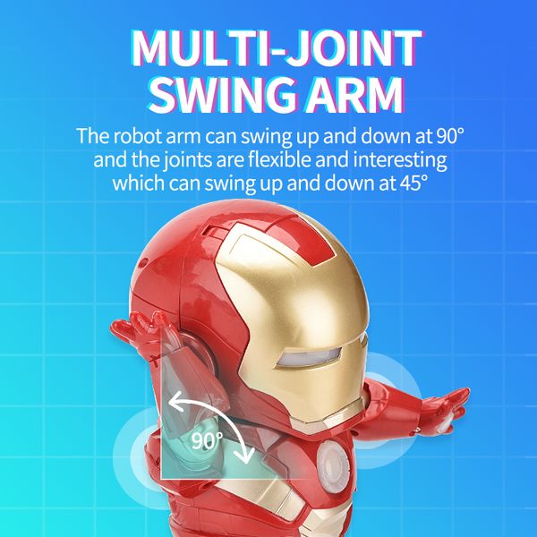 

iron dancing music man robot toy led music flashlight iron tony stark man action figures electronic collectible toy for children