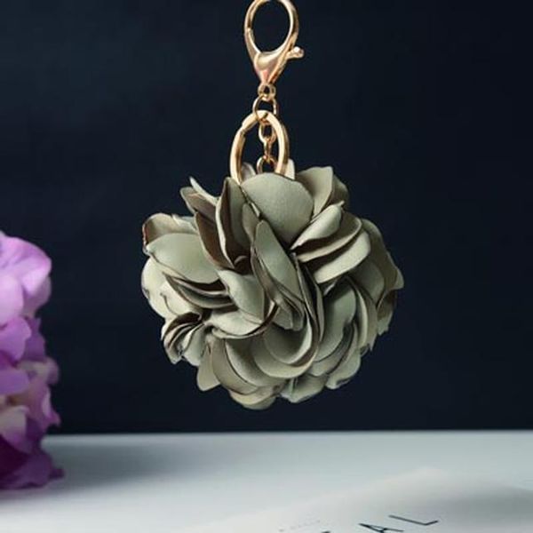 

12pcs dozen whole sale rose flowers keychain bag pendant car accessory charm for women buckle key ring porte clef eh591c h bbyozp, Slivery;golden