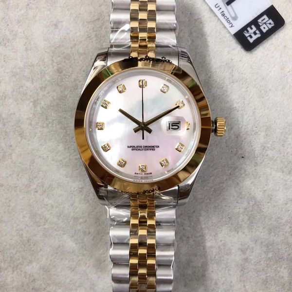 

sales 40 mm rose gold dial men's watch date series m126331 original mechanical date just wristwatches, Slivery;brown