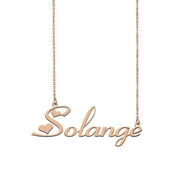 

solange name necklace custom nameplate pendant for women girls birthday gift kids friends jewelry 18k gold plated stainless steel, Silver