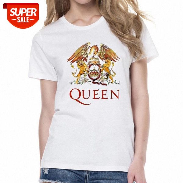 

freddie mercury the queen band t-shirt women hip hop retro rock hipster t shirt vintage female casual cute cool girl tees #733t, White
