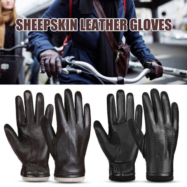 

waterproof sheepskin leather ski cycling gloves outdoor sport winter warm wool lined vintage daily driving gloves men glove
