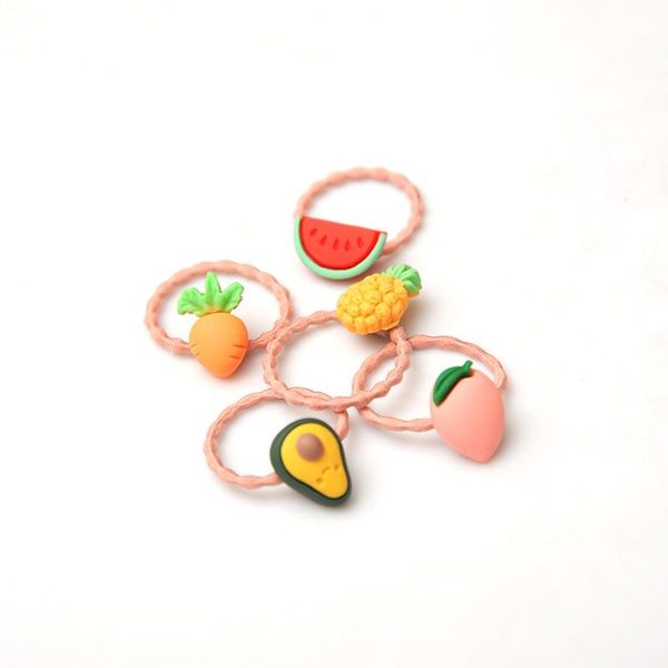 

2020 new instagram fruit beads string girl cute girl tie hair ring high stretch web celebrity new 10 sets, Golden;silver
