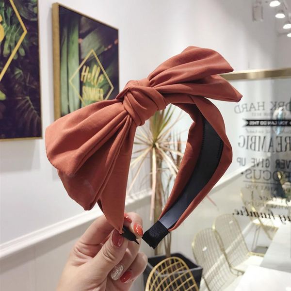 

solid color big bowknot toothed headband stretch turban women non-slip head hoop bow knotted hairband female hair accessories q sqcsnd