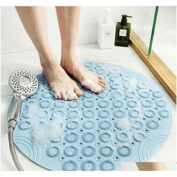 

bath mat - large eco-friendly pvc round non slip bathtub & shower mat-suction cup hydrophobic foot massage bathmats 55x5 qylwsr bdebaby