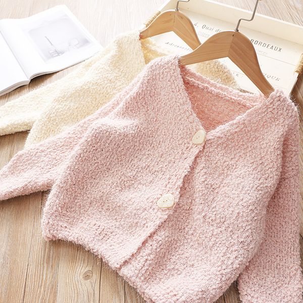 

2020 autumn girl's bright silk knitted cardigan children's all-match cardigan jacket, Blue