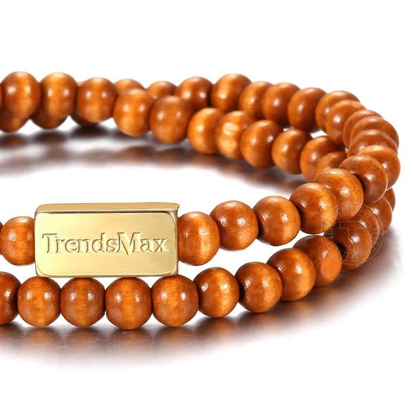 

6mm men wrap black for double stretch bracelet beaded trendsmax wood women brown long bead stands tbb020 jewelry yoga bbytlv bdehome, Golden;silver