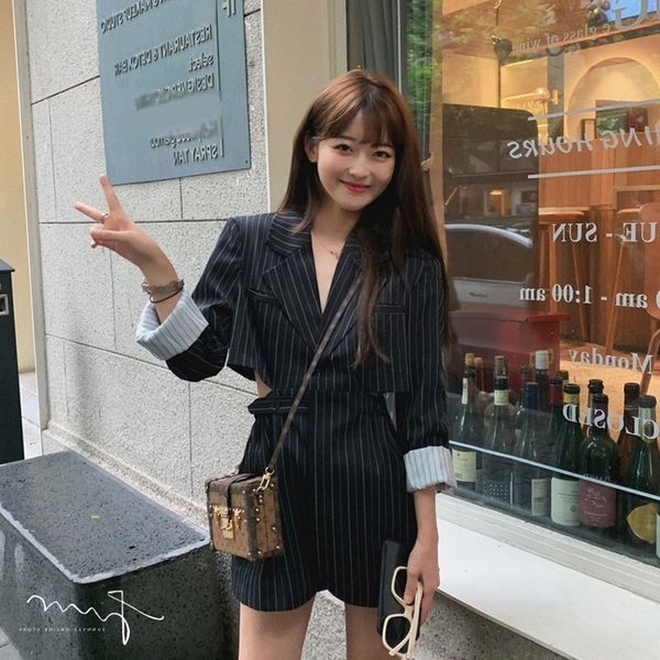 

круглое лицо частные одежды являются imperial и интригующим показывая костюм юбка талии toyou цветовой контраст полосатый костюм ~ a юбка 0m, Black;gray