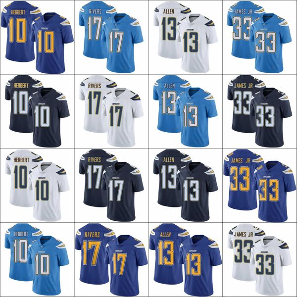 

los angeles chargers men #10 justin herbert 13 keenan allen 17 philip rivers 33 derwin james jr women youth nfl football jersey, Black;red