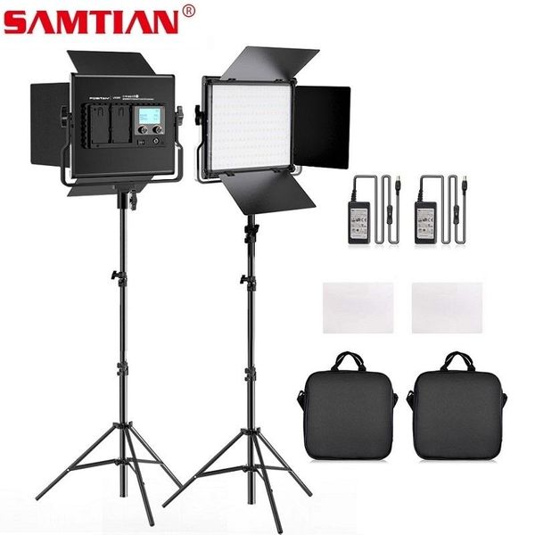 

flash heads samtian video light l4500k pography 2set with tripod dimmable studio panle for pograpy po led
