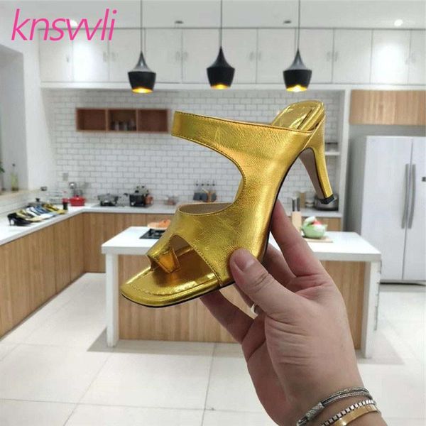 

slippers flip flops leather mules high heels brand shoes women designer slides summer split toe sandals woman party shoes1, Black