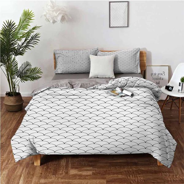 

circles rounds waves like image with oriental edges modern sketchy printbedding 3-piece set