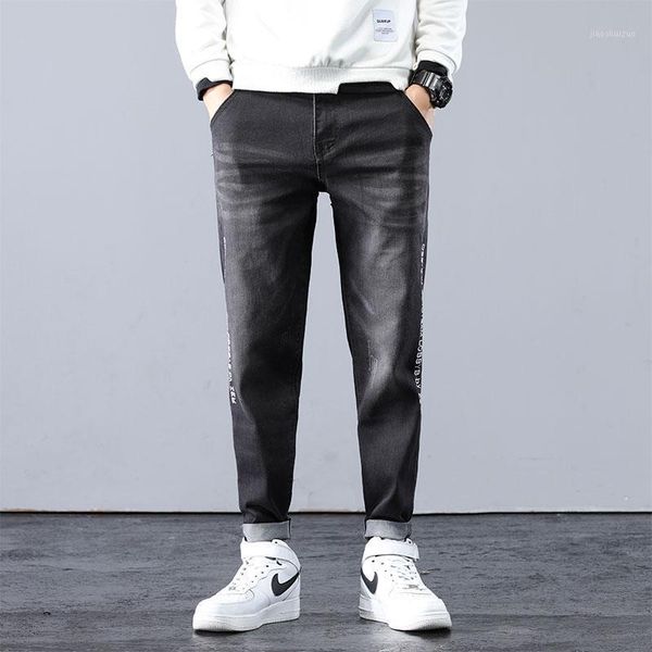 

2021 winter snow keep warm men straight jeans fashion brand stretch length pants male gray casual thicken plush harem trousers1, Blue