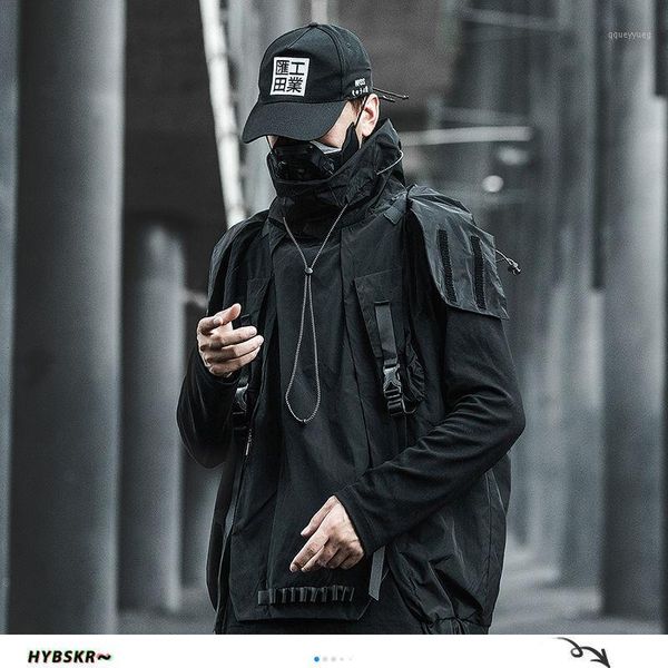 

men's jackets hybskr men's oversized streetwear men casual vest jacket 2021 autumn hip hop waistcoat sleeveless jackets1, Black;brown