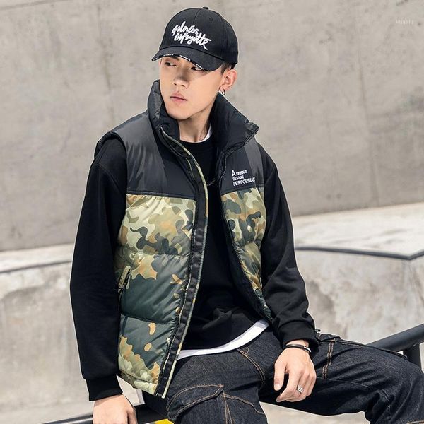 

new winter reversible hooded sleeveless jackets stylish camouflage men's vest plus size 4xl double side windproof warm waistcoat1, Black;white