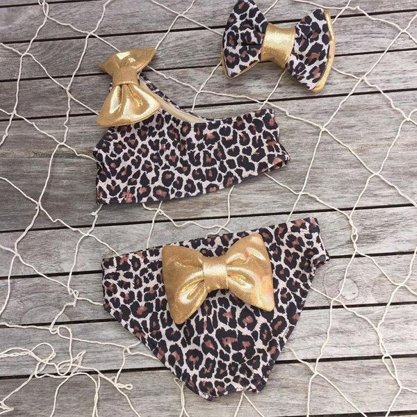 

clothing sets kids baby girls 3pcs swimwear leopard print one shoulder bikini set+headband toddler summer beach swimsuit bathing suits1, White