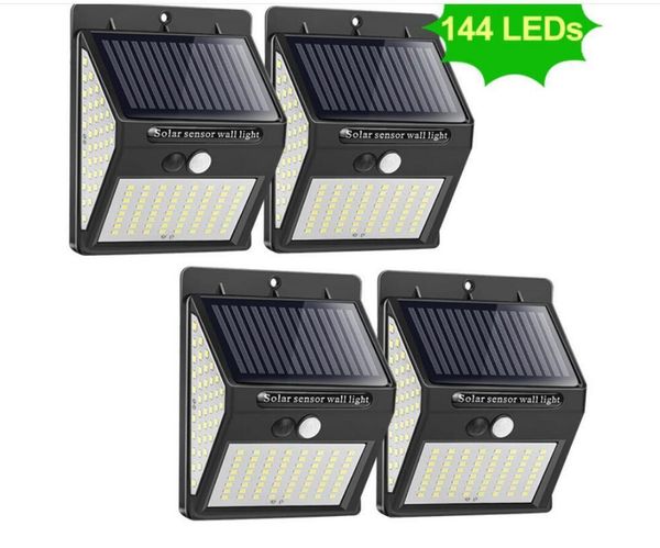 Luz solar 100/140 / 144LED3 Superfície Luminosa Iluminação Body Body Induction Wall Luz Ao Ar Livre Quarto à prova d'água Garden Lights 4 pcs